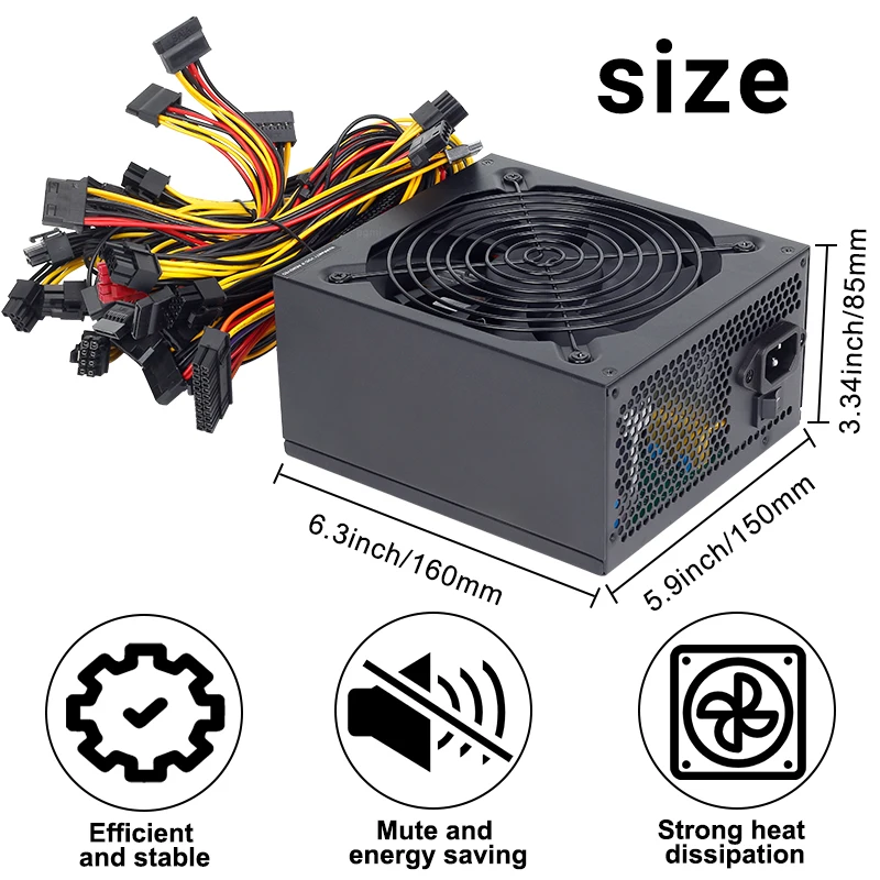 digital optical audio cable 180V-260V Power Supply ETH ATX Mining Power Supply 2600W 2400W 2000W Bitcoin Miner Support 8 Display Cards GPU For Mining Rig av to hdmi converter