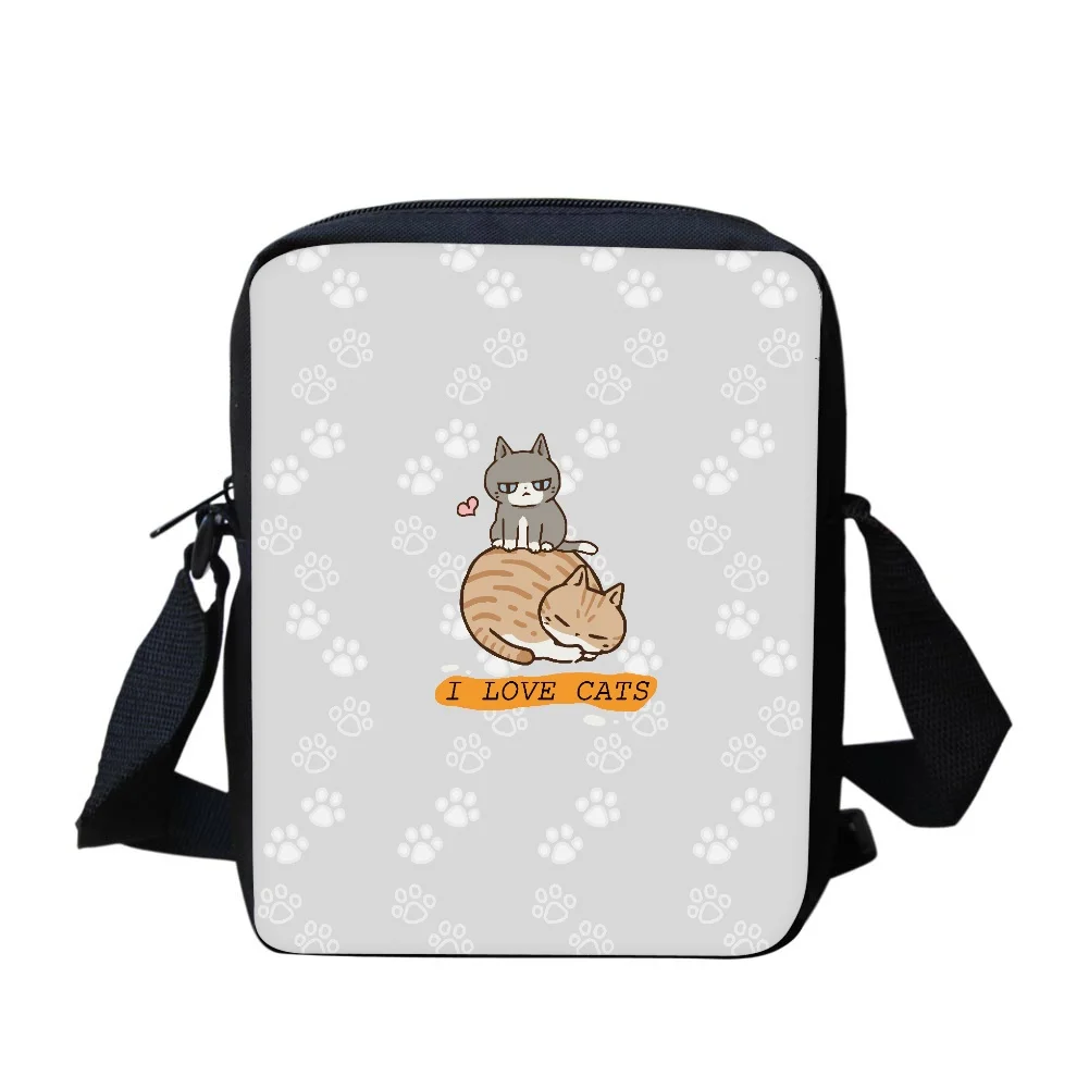 

Crossbody Bag Cute Cartoon Cat Paw and Cat Printed Women's Original Bags Casual Animal Canvas Square Bag for Student Girls