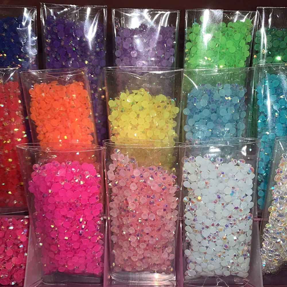

1 Bag 3/4/5mm Jelly Nail Resin Rhinestones Flat-Back AB Crystal Strass 3D Charms DIY Gems Manicure Nail Art Decorations Tc#041