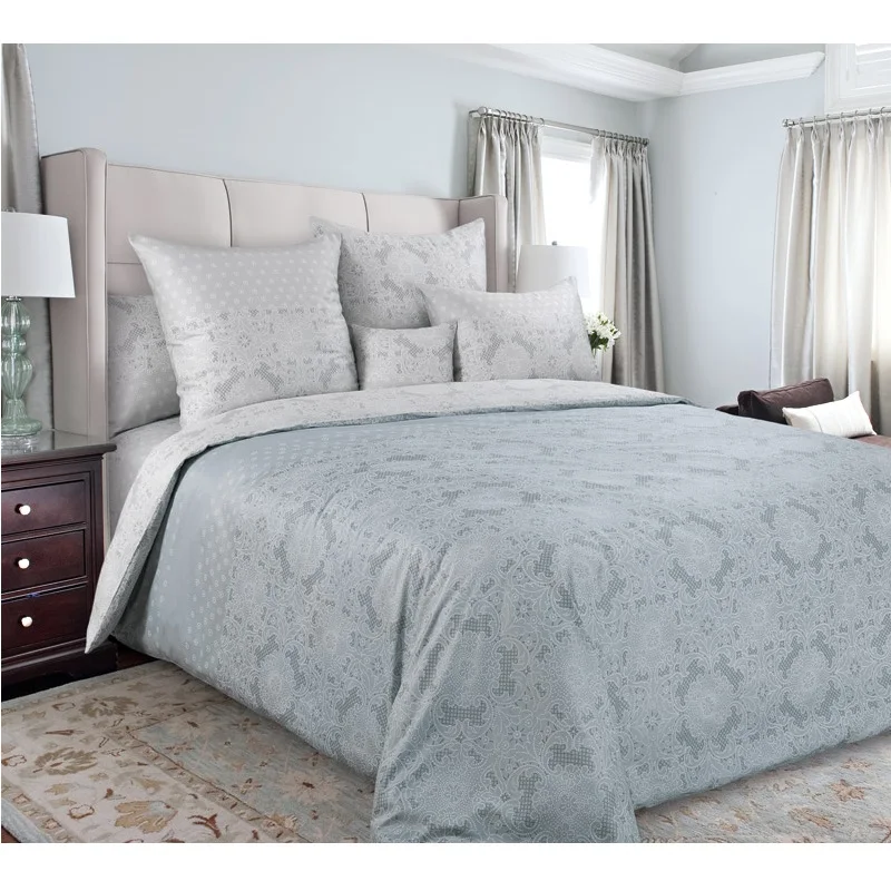 High quality Satin bedding set grey pink color patterns 6 sizes bed linen 4-7pcs/set duvet cover sheet side IV | Дом и сад