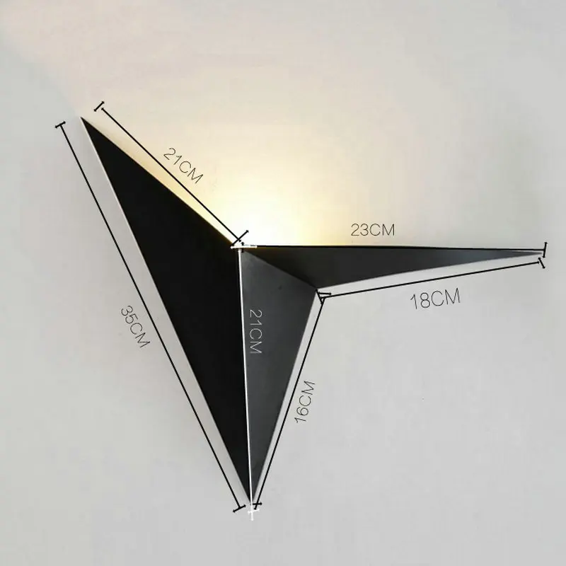 Modern Black White LED Wall Lamp Indoor Creative Triangle Light Simple Bedroom Sanctum Aisle Stair Lighting | Лампы и освещение