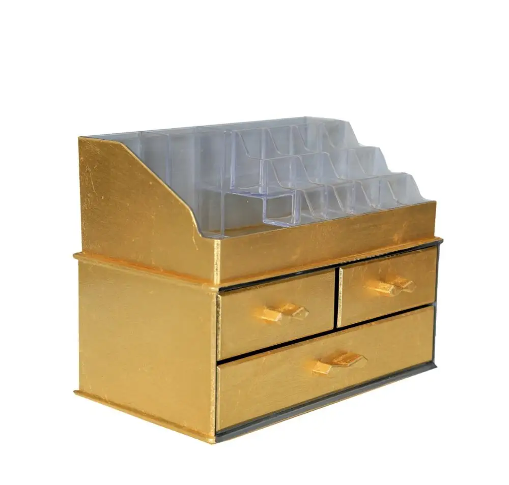 

Gold Leaf Drawer Makeup Box Organizer