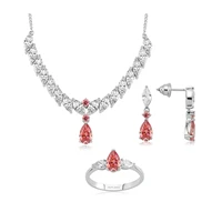 valori jewels 9 31 carat zirconia white pear and pink marquise gemstone rhodium plated sterling silver trio set