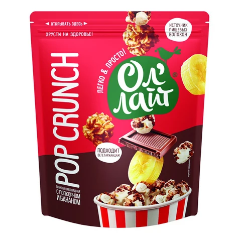 Попкорн ОлЛайт PopCrunch с шоколадной гранолой и бананом 40 г |
