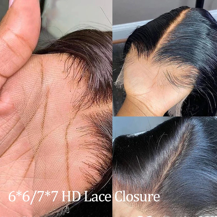 

6*6 7*7 HD Lace Frontal Closure 5x5 Undetectable HD Transparent Straight Lace Closure Human Hair Pre Plucked Hairline Only Melt
