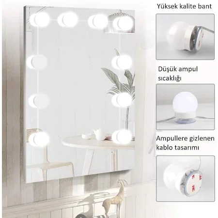 

Makeup Mirror Lamp Light Adhesive 10'lu Mirror Wall Led Bulb 446691030