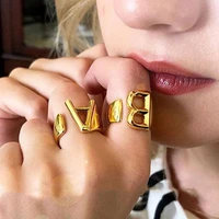 fashion adjustable open initial rings for women stainless steel a z letter ring ladies meaningful wedding jewelry gift 2022