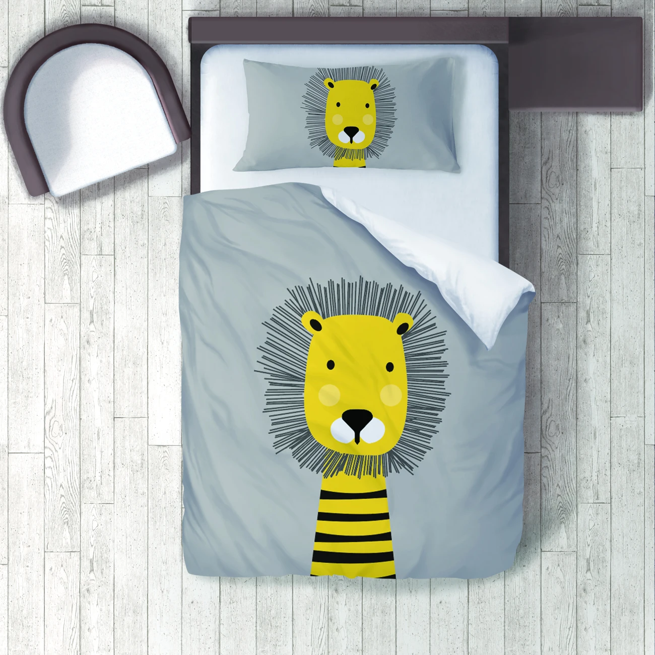 

Duvet Cover Set Bedding Set Pillow Case for Baby and Kids Room 3D Printed Black Striped Yellow Lion Model 120