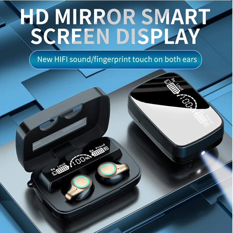 M9-18 Mirror Display TWS Bluetooth 5 0 наушники беспроводные 9D стерео спортивные