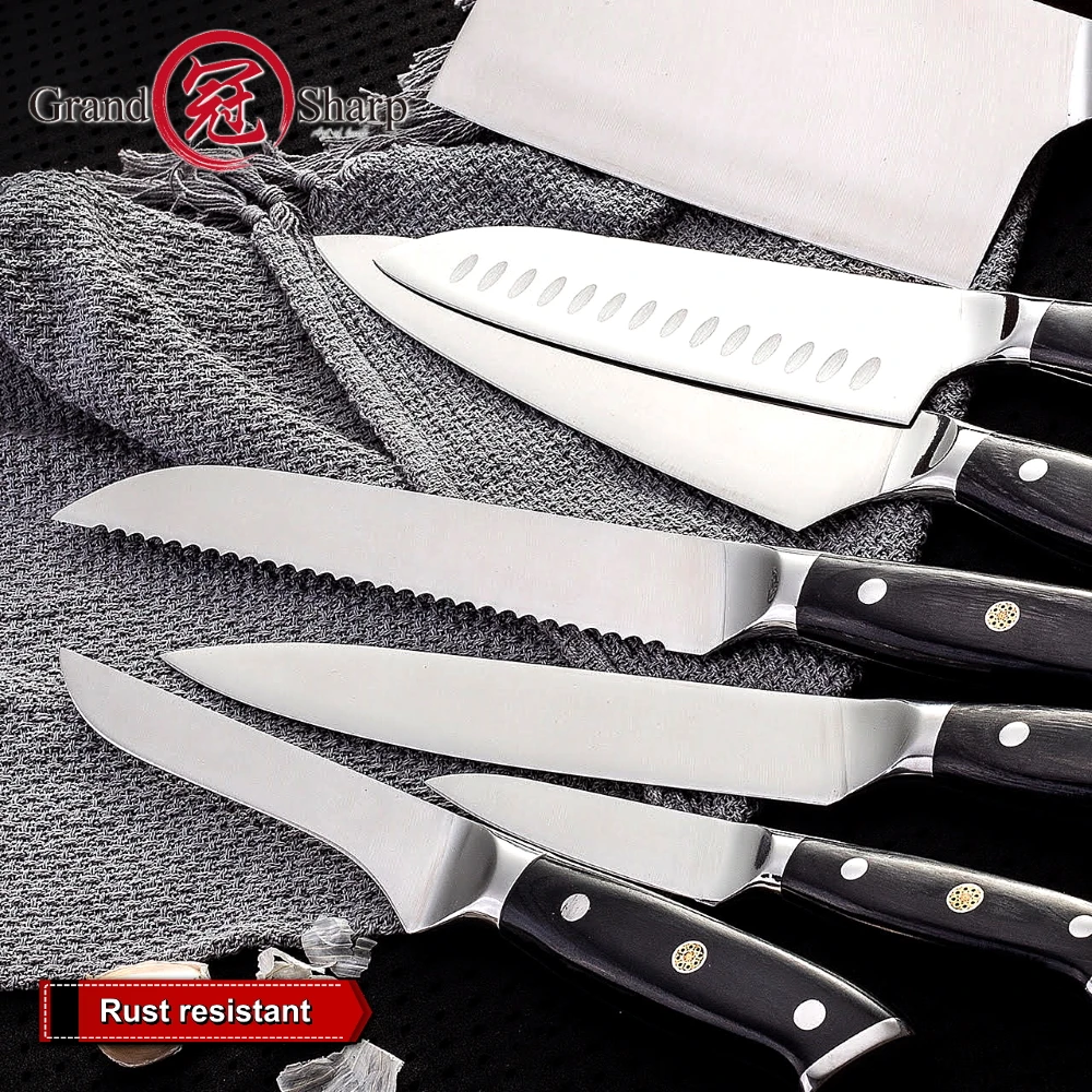 Grandsharp кухонные ножи Германия 1 4116 высокоуглеродистая Нержавеющая сталь Santoku