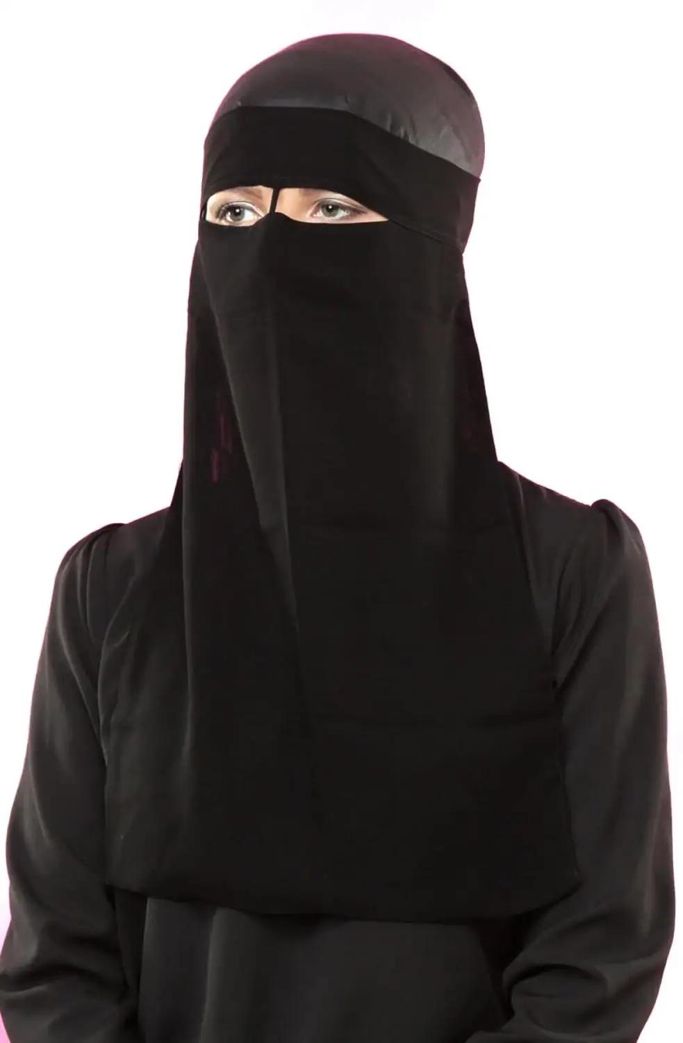 Muslim Bandana Scarf Islamic 1 2 3 layers Niqab Burqa Hijab Cap Veil Headwear Black Face Cover Abaya Style Wrap Head Covering