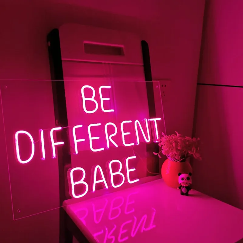 Custom Neon Sign BE DIFFERENT BABE Acrylic Flex Led Custom Bedroom Decor Sign Handmade Neon Sign Light Gift