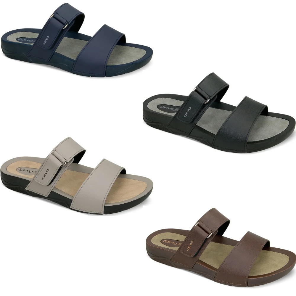 Ceyo-Zapatillas de senderismo ortopédicas para hombre, sandalias informales de color Beige y azul marino, chanclas Unisex de diseñador, 2022