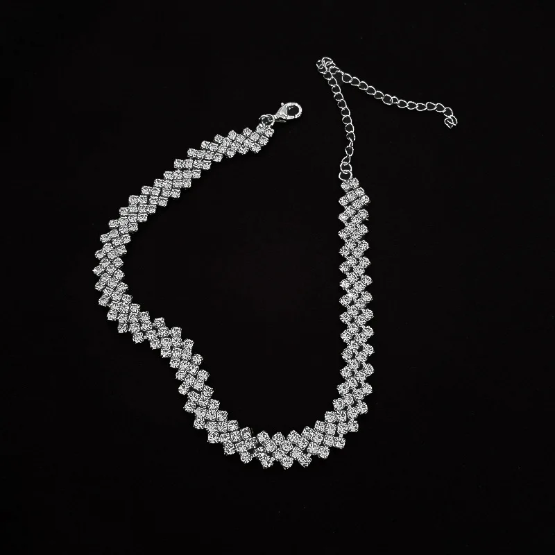 

Luxury Shiny Full Diamond Necklace Women Choker Collar Personality Fashion Collarbone Chain Trend Jewelry Wholesale