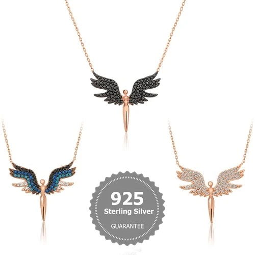 

Silver angel necklace women,exclusive and high quality necklace, color options