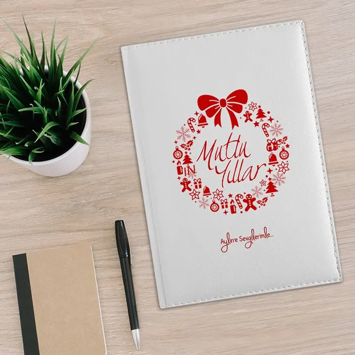 

Personalized 2020 White Leather Organizer (Christmas Temalı-8)