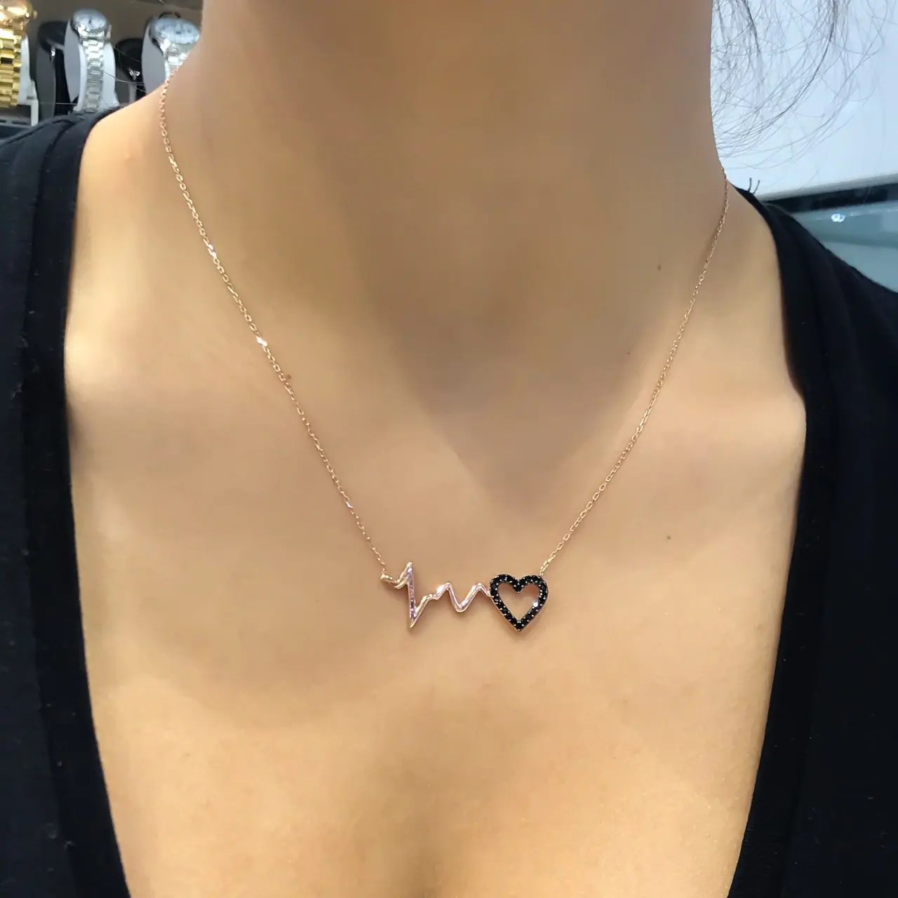 

Heartbeat Love Ritmi Rosegold Silver Necklace