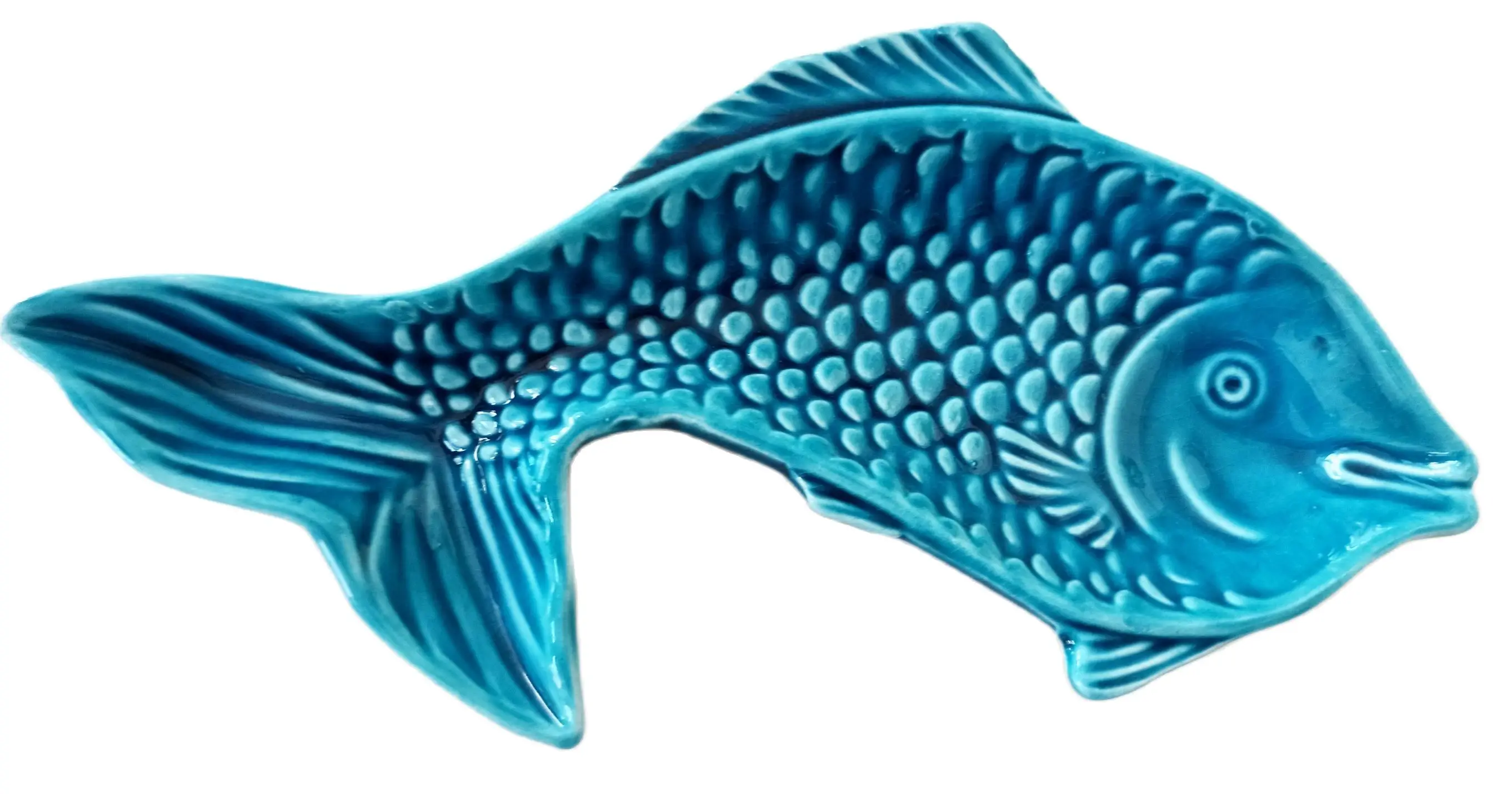 Ceramic Turquoise Fish Model Chips and Fruit Plate