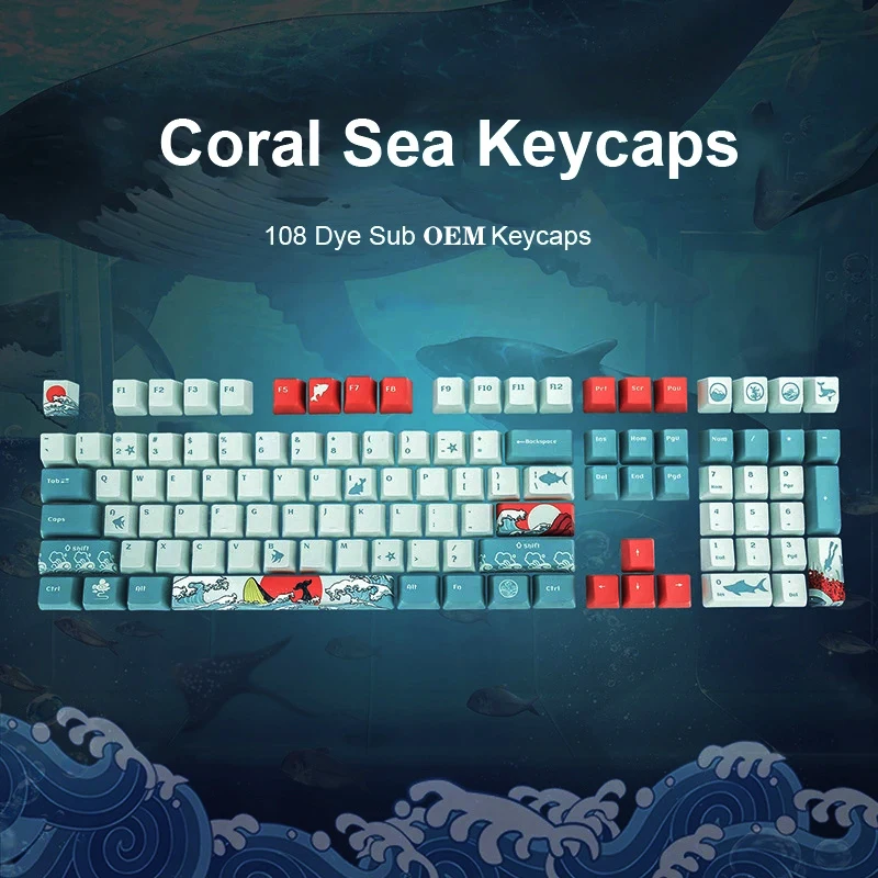 

108 колпачков клавиш для FILCO SteelSeries APEX Механическая игровая клавиатура кораллового моря колпачки клавиш OEM PBT Сублимация 61/87/104 клавиш