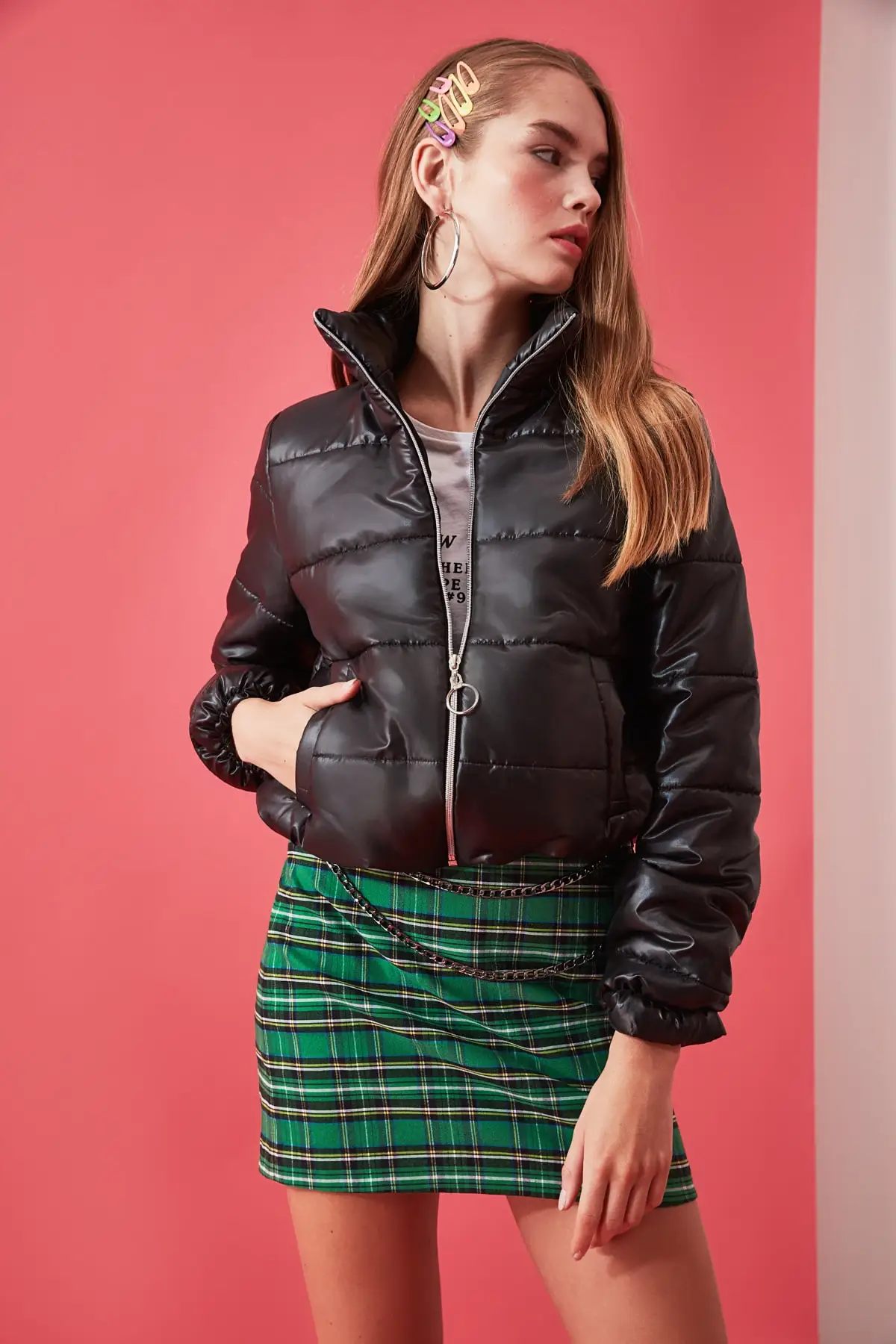 

Women Spring Coats Jacket 2021 New Fashion Black Red Pink Green Thick Waterproof Polyester Parka Sexy Style