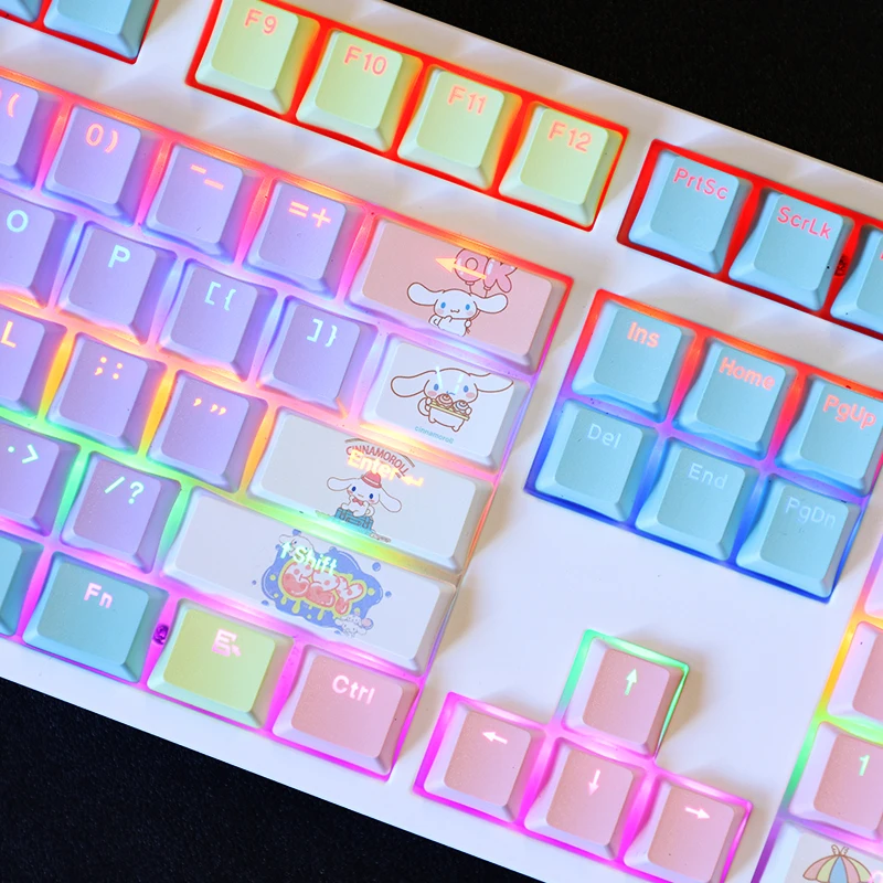 

108 Keys Cute Dog Keycaps PBT word through pink girly style Keycap For mechanical keyboard cherry profile key cap Anne Pro GK61