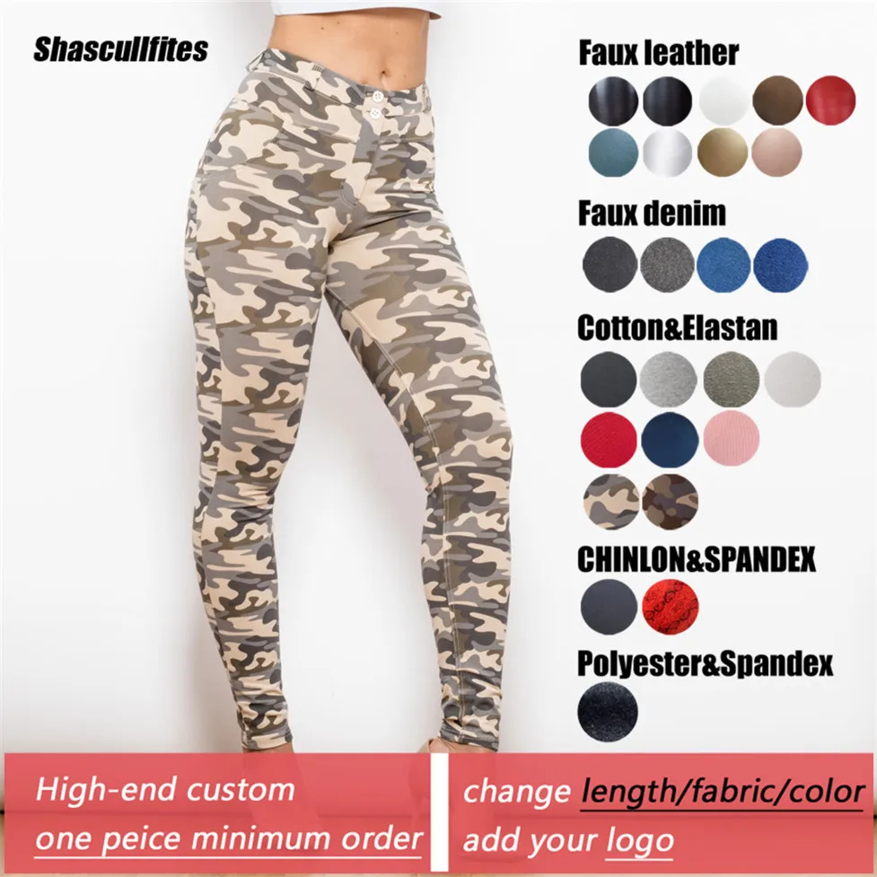 Shascullfites Tailored Camo Cargo Pants Elastic Military Army Combat Camouflage Long Leggings Slim Push Up Pants