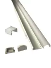 Профиль алюминиевый для светодиодной ленты накладной 7х16мм  в комплекте с заглушками и крепежом Profile aluminum for LED strip