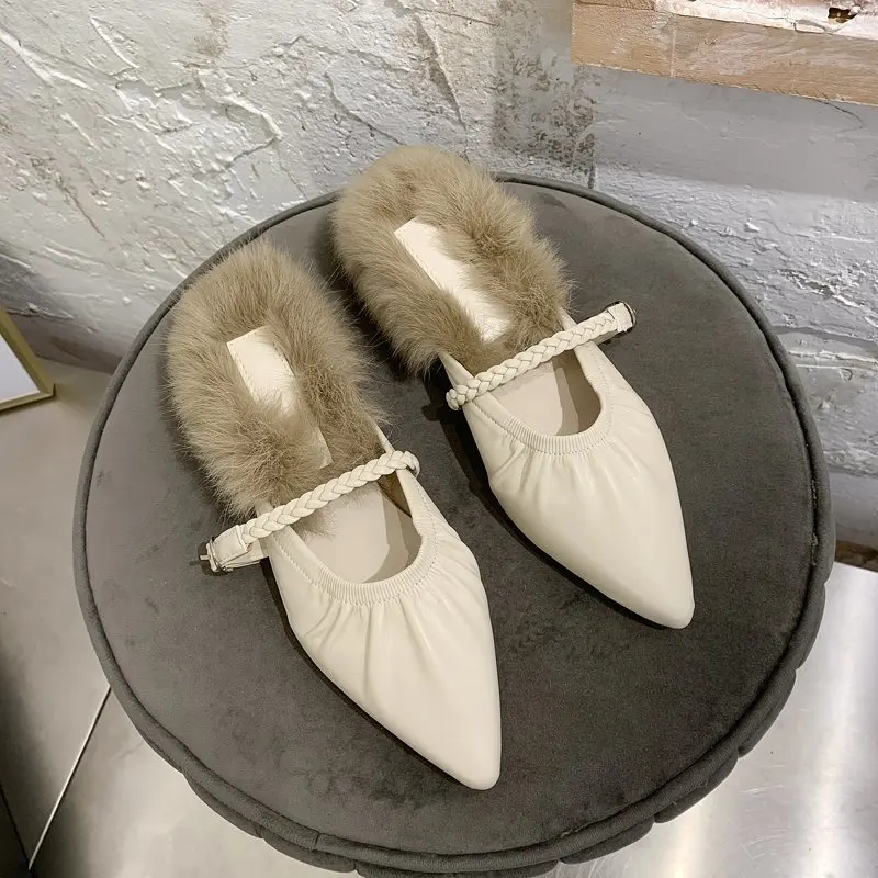 

Пушистые тапочки, пушистые полутапочки для женщин на осень и зиму, одежда, Нескользящие женские удобные хлопковые тапочки, Симпатичные женс...