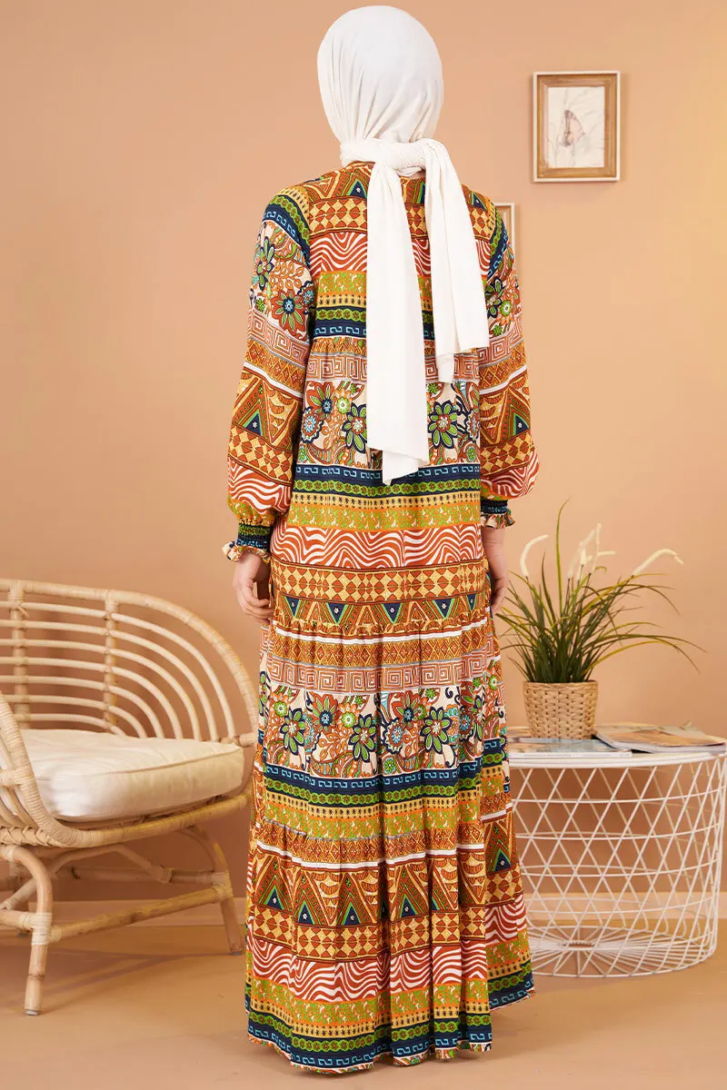 

Lace Gingham Dress Tassel Detail Zero Collar Women Clothing Summer Fashion Muslim Long Sleeve Shabby Daily Travel Work School Ho