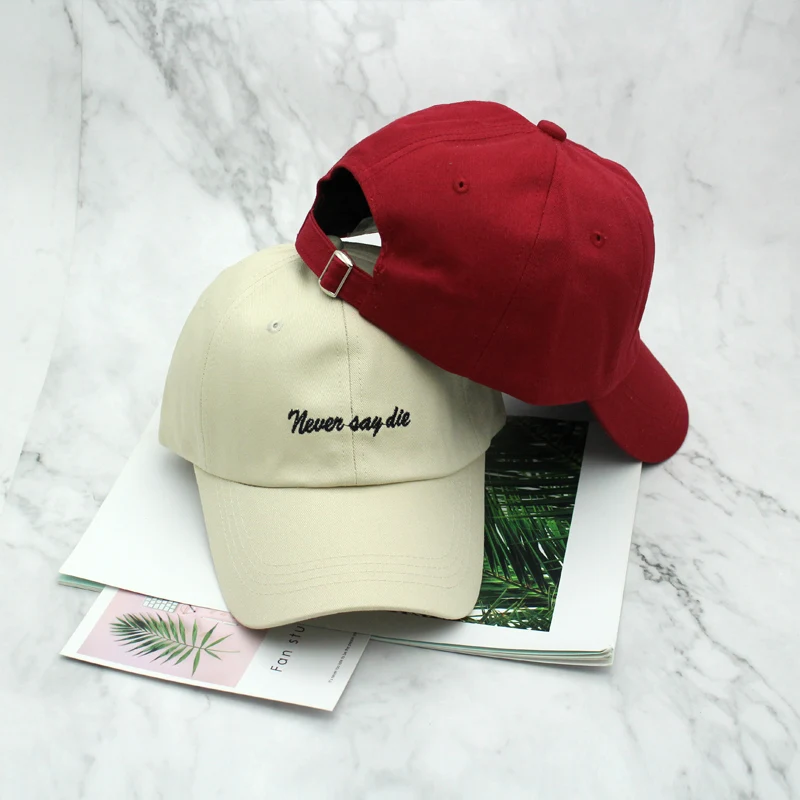 Новая хлопковая бейсболка с вышивкой Nevery Say Die Letters для женщин и мужчин Уличная