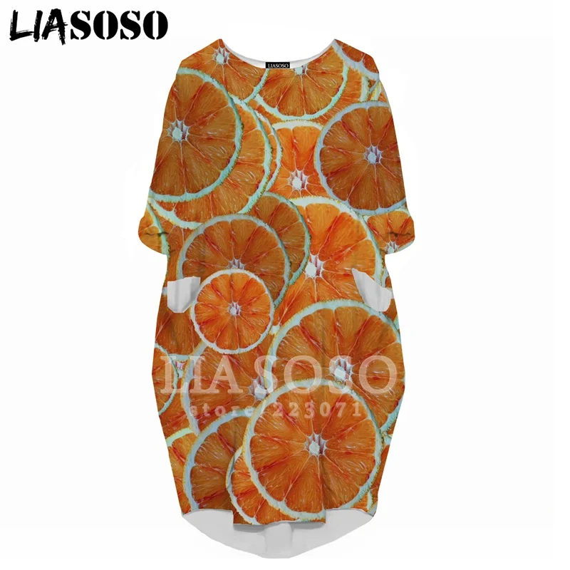 Новинка женское платье с длинными рукавами 3D-принтом фруктовым лимоном
