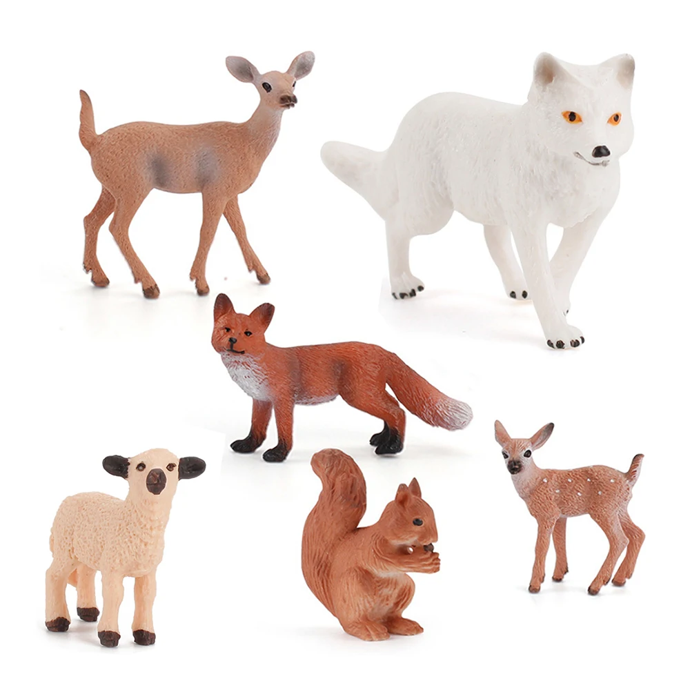 

Simulated Mini Animal Models Cute Zoo Action Figure Deer Red Fox Squirrel Figurines Children Kids Toys Gift Collection Figures
