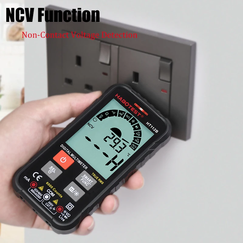 HT112B Capacitor Tester Multimeter Digital Smart Professional Automotive Voltmeter HABOTEST Mini AC DC Ohm Hz Transistor Tester