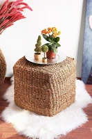 hand woven rug wicker puff rattan pouf authentic style pouf parlor decoration living room dining room sofa