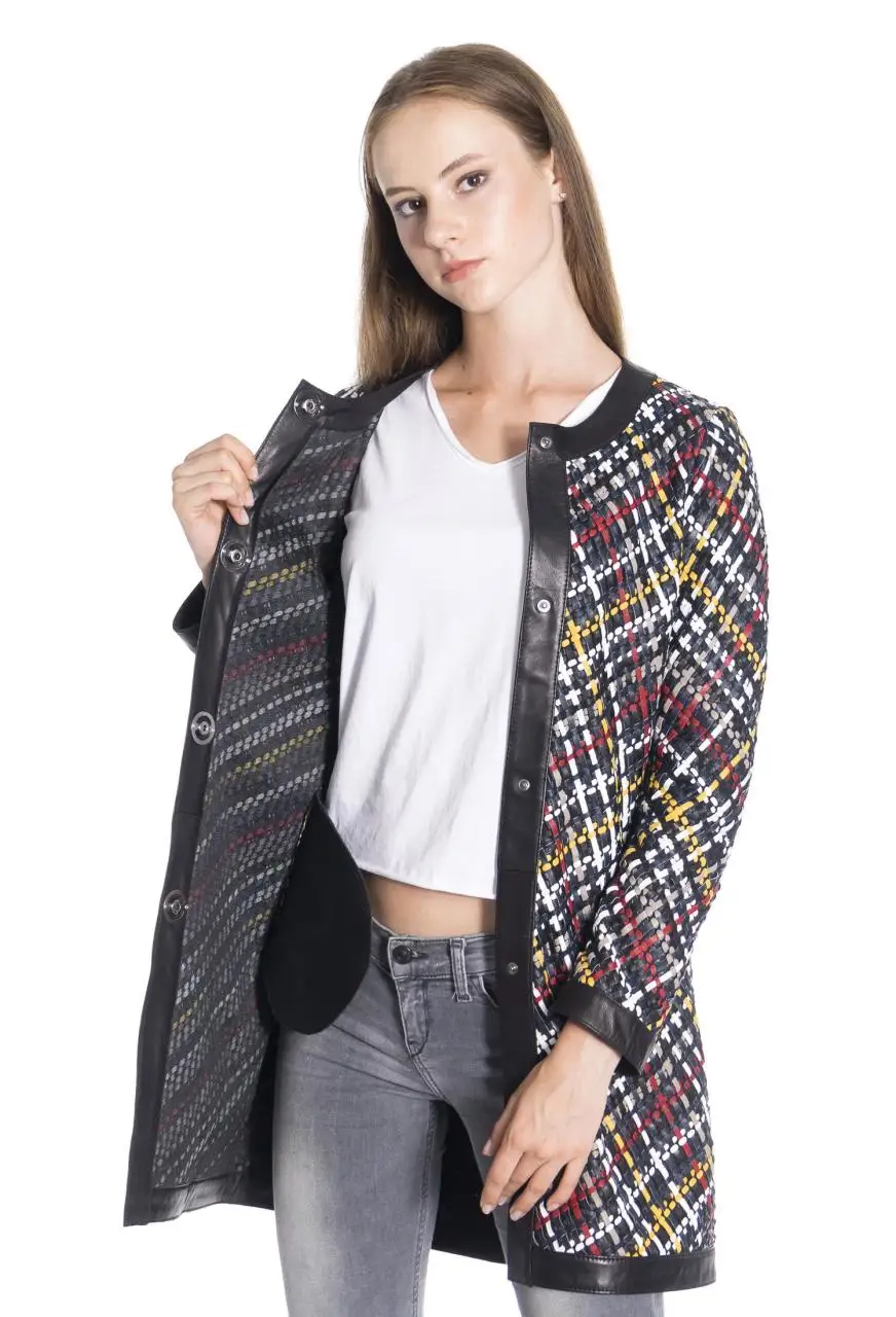Women winter leather jacket winter Leather Jacket Genuine Real Leather Jacket leather Coat lambskin coat Straw Knit jacket