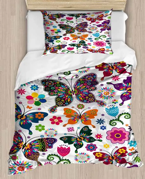 Еще цветные маленькие бабочки Животные 4 шт 3D печати хлопок сатин один