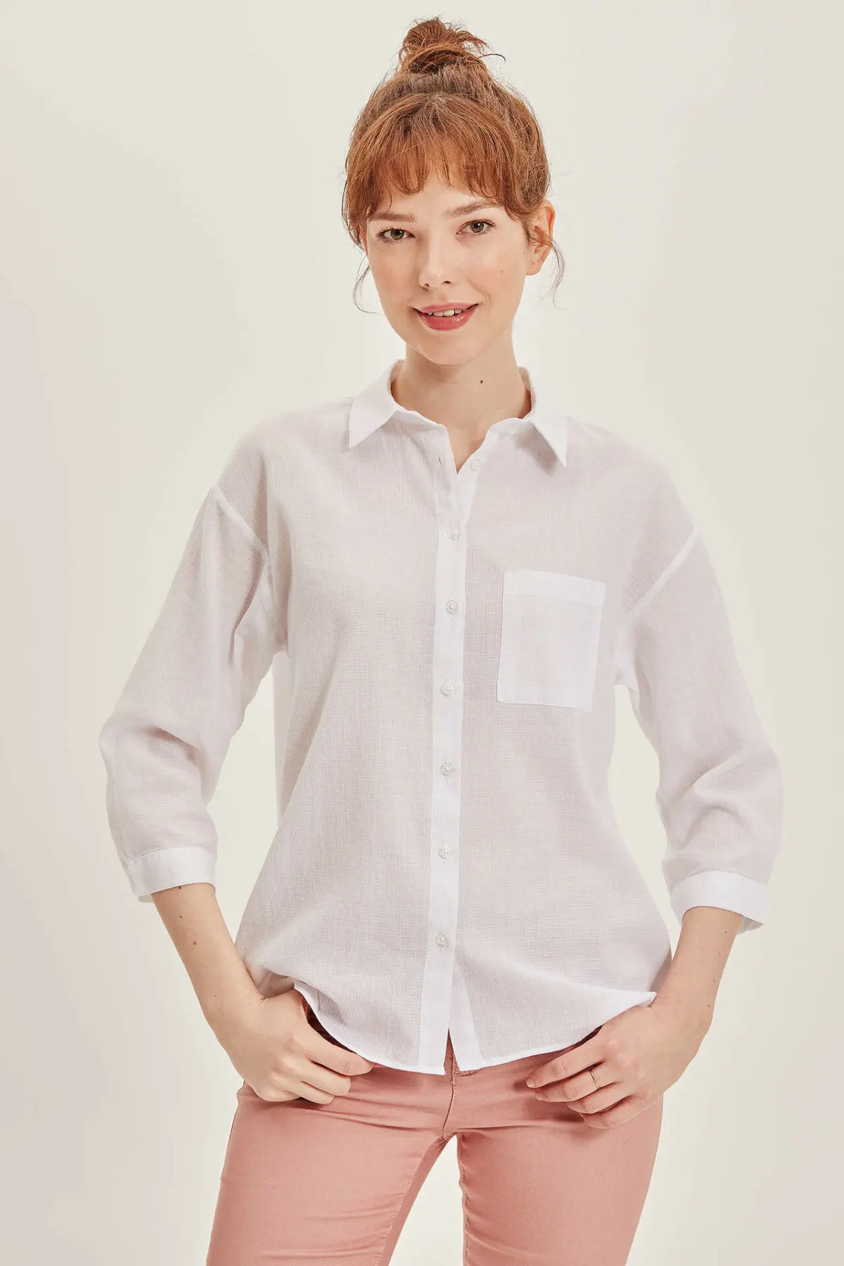 Дефакто модная женская рубашка с длинным рукавом Офисная Женская Повседневная