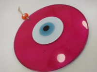 Pink Evil Eye 20cm Glass Bead Ojo Turco Pendant Charm Turkish Handmade Big Amulet for Wall Hanging Talisman Boho Home Decor