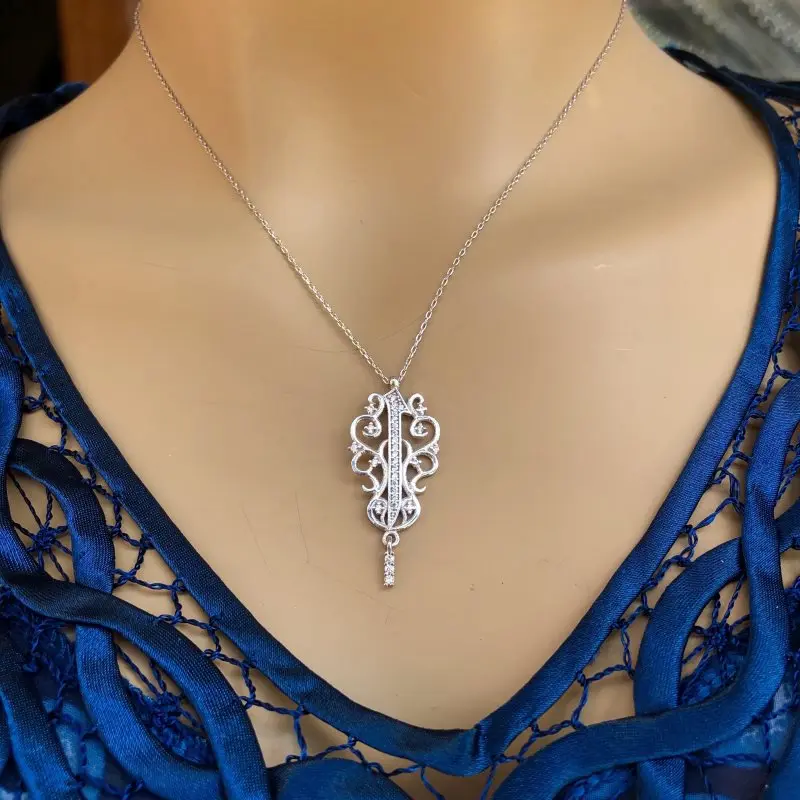 

Violin 925 Sterling Silver Necklace Women Girls Gift Jewelry Accessories Fashion Handmade Elegant Chain