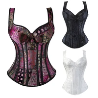 sexy steampunk zipper corset plus size retro cosplay bustier party dress black lacing up corselet women top