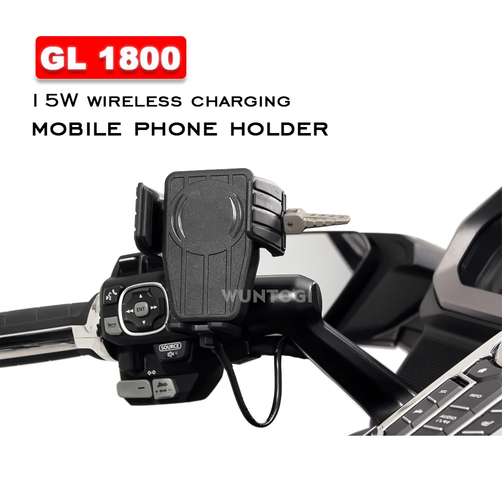 GL1800 Motorcycle Mobile Phone Holder Wireless Charging Navigation Support Bracket For HONDA GoldWing 1800 GL 1800 F6B DCT 18-21