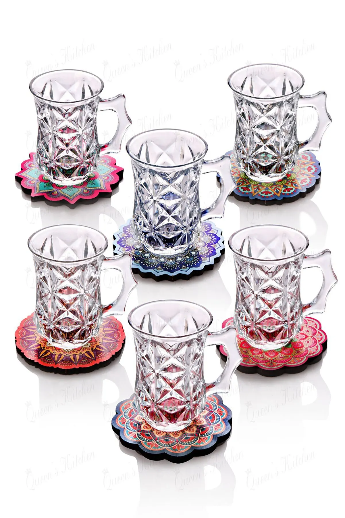

12 шт. чайный стеклянный набор 6 персон в турецком стиле Подлинная чайная чашка и блюдца плитка Хрустальная чашка Элегантная кухня Кофе Чай ПИВОВАРЕНИЕ
