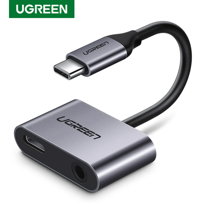 Адаптер для наушников UGREEN 2 в 1 с USB C на 3 5 мм быстрой зарядкой Type аудиокабель