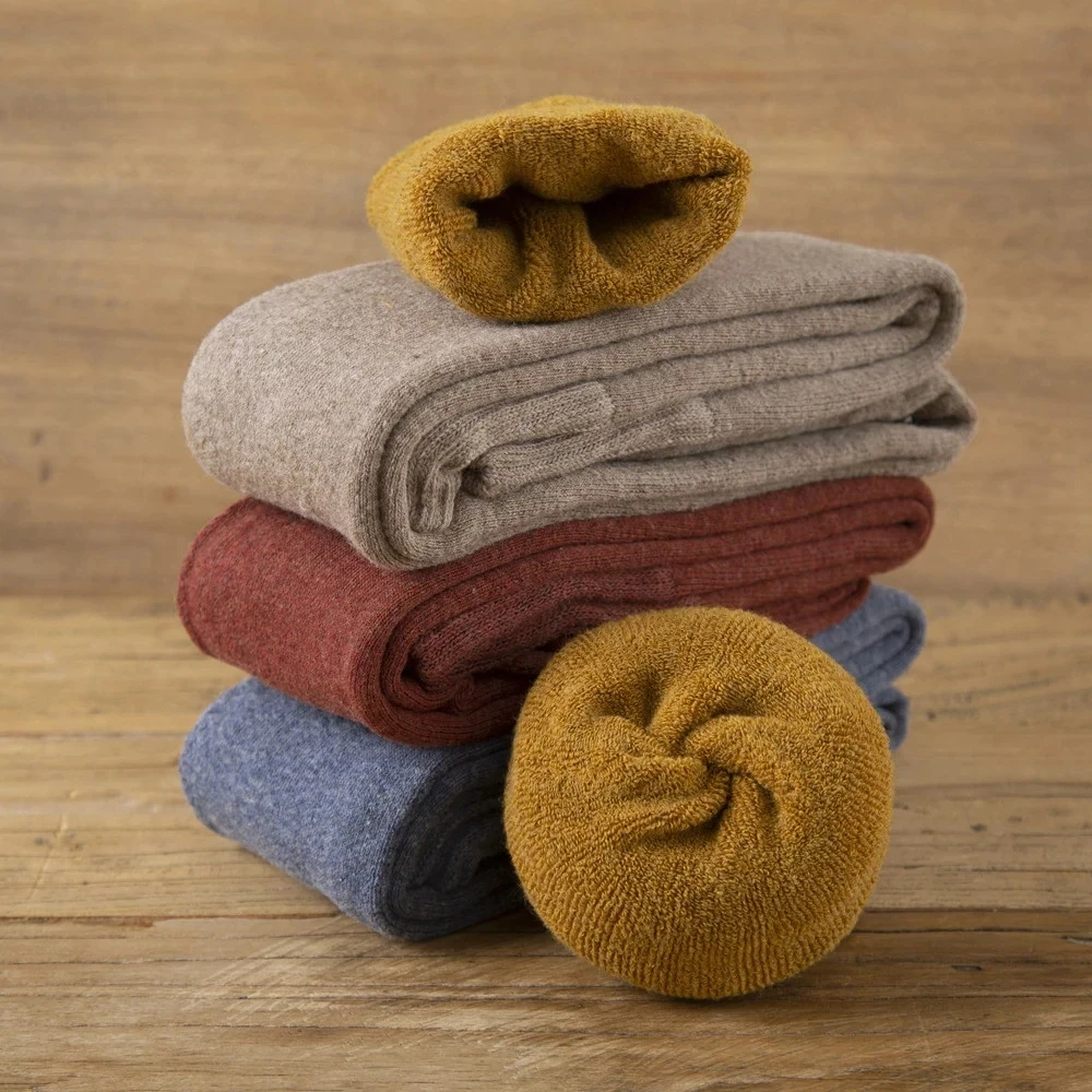 Зимние теплые хлопковые толстые махровые носки женские чулки Повседневные