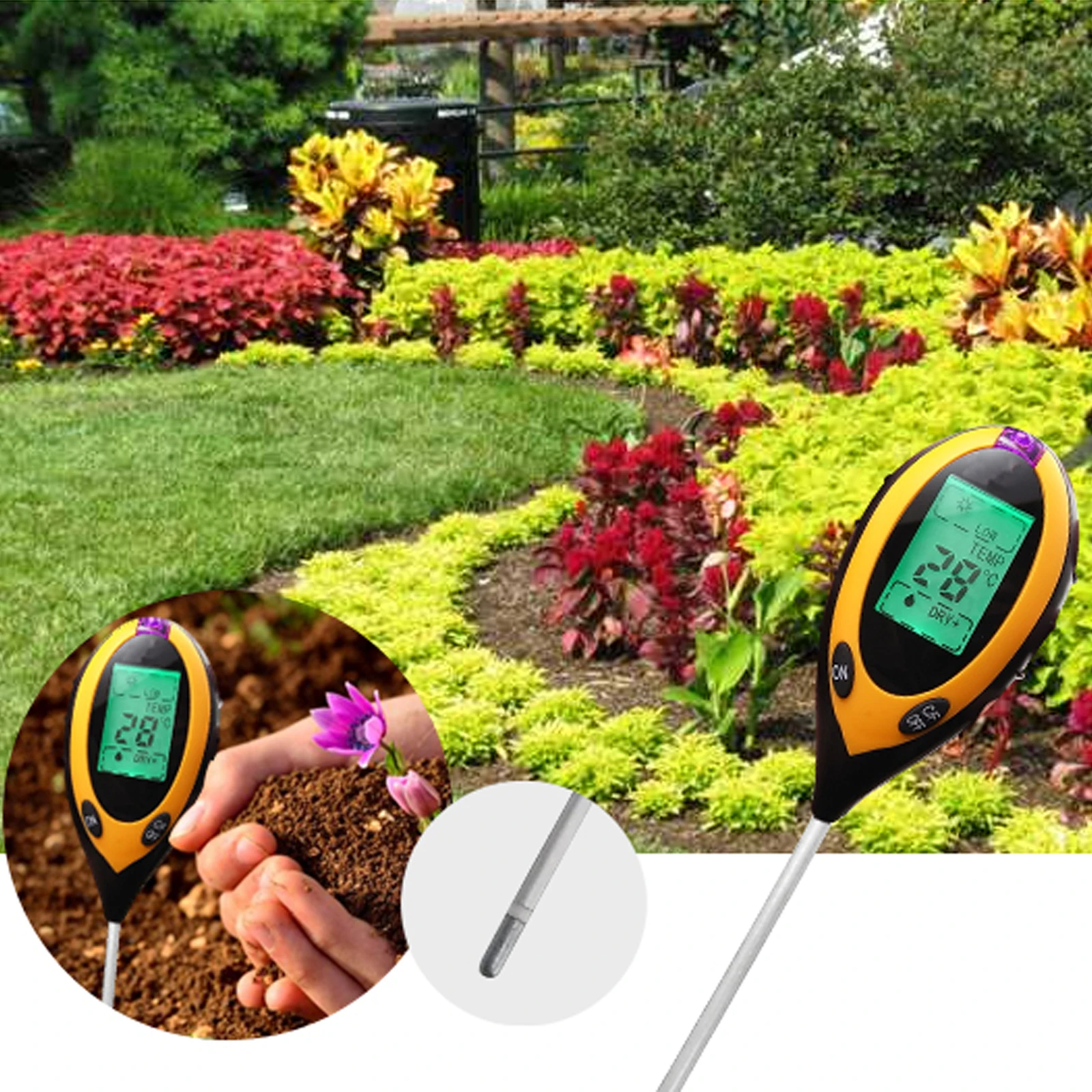 Digital 4 in 1 Soil Plant and Lawns pH Temperature Moisture Light Meter Tester + long Probe Backlight lot of | Инструменты