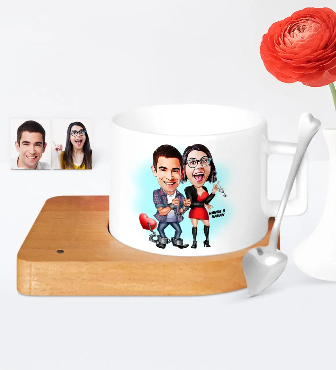 

Персонализированные Валентина мультфильм Деревянный альтлыклы керамическая чашка-1