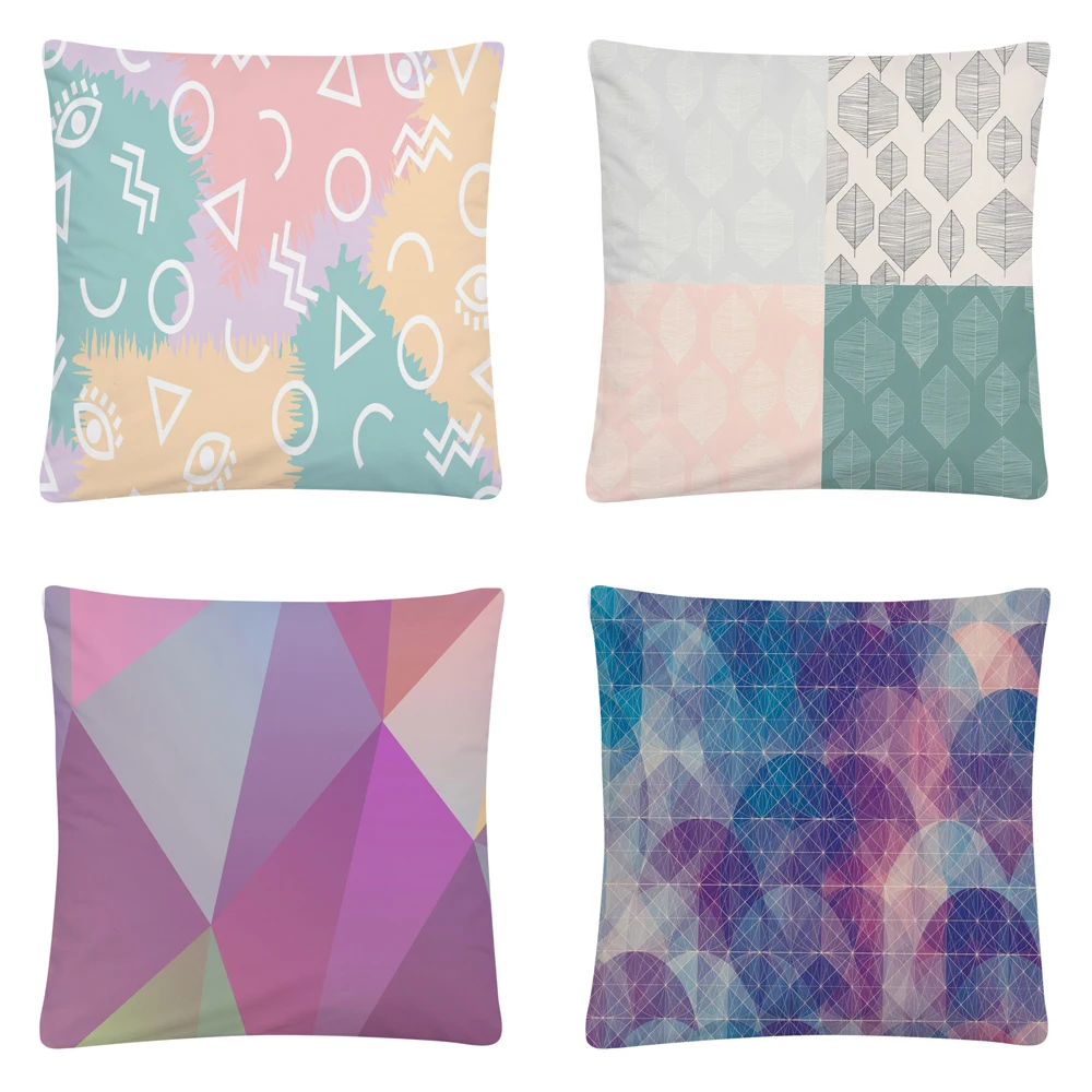 Geometric Minimalist Stitching Pattern Soft Short Plush Cushion Cover Pillow Case for Home Sofa Car Decor Pillowcase 45X45cm | Дом и сад