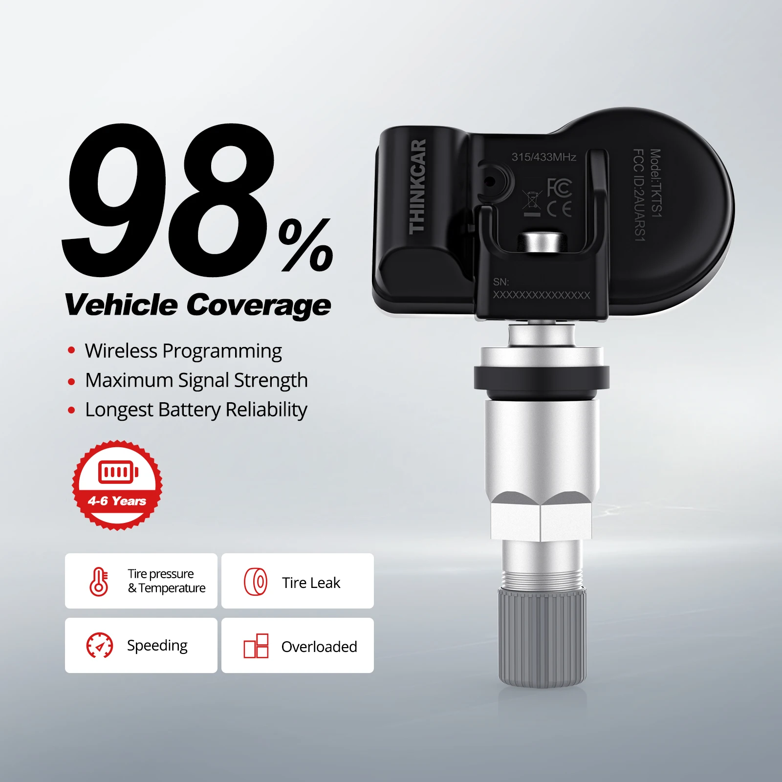 

Запасной датчик TPMS S1 THINKCAR 315 МГц и 433 МГц для OEM-датчика s 100% клон для всех автомобилей Универсальный