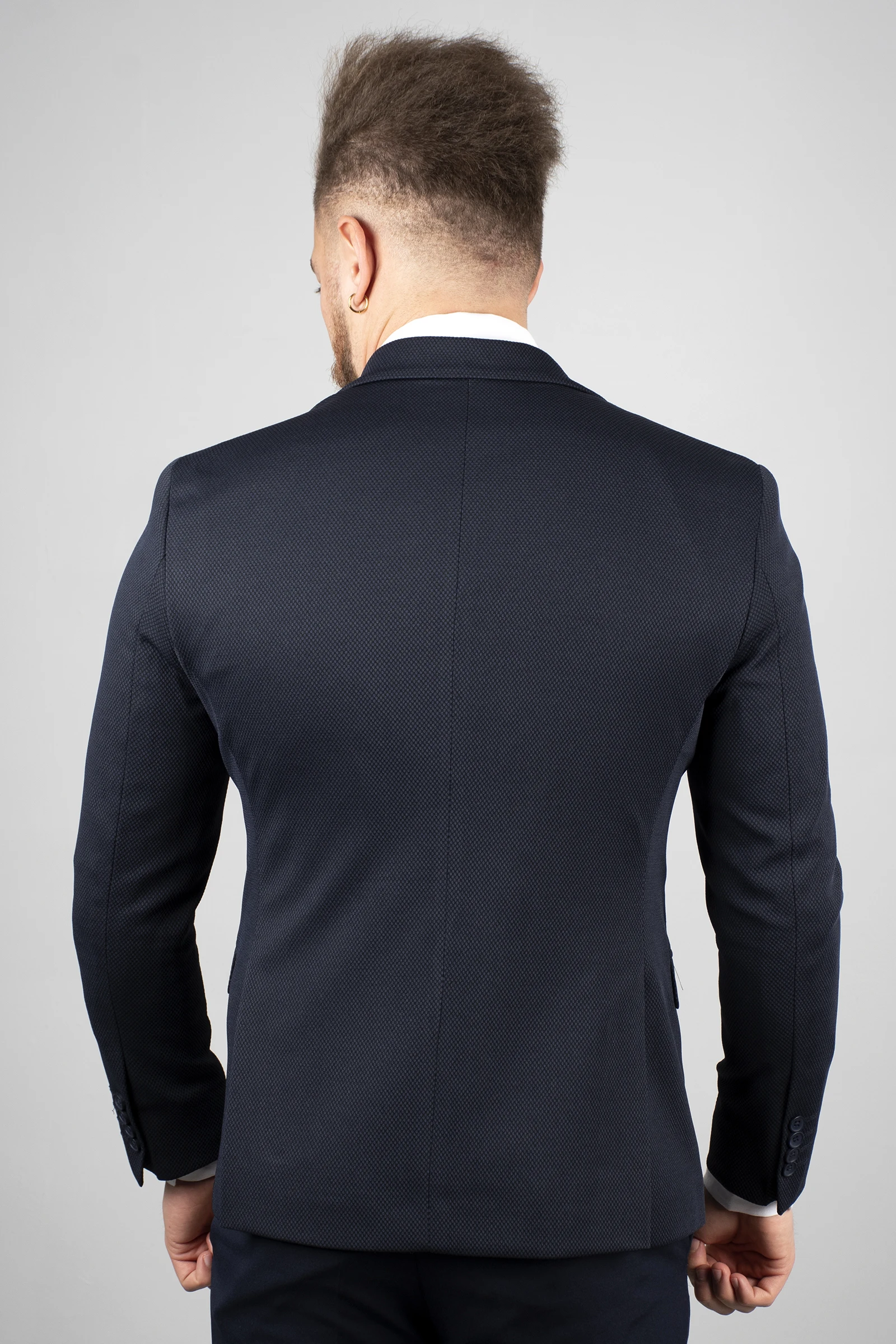 

DeepSEA Navy Blue Men 'S Luxury Blazer Coat Suit Jacket Four Seasons Tight-Fitting Mould Patterned Fabric Casual Groom Wedding Business 2000505