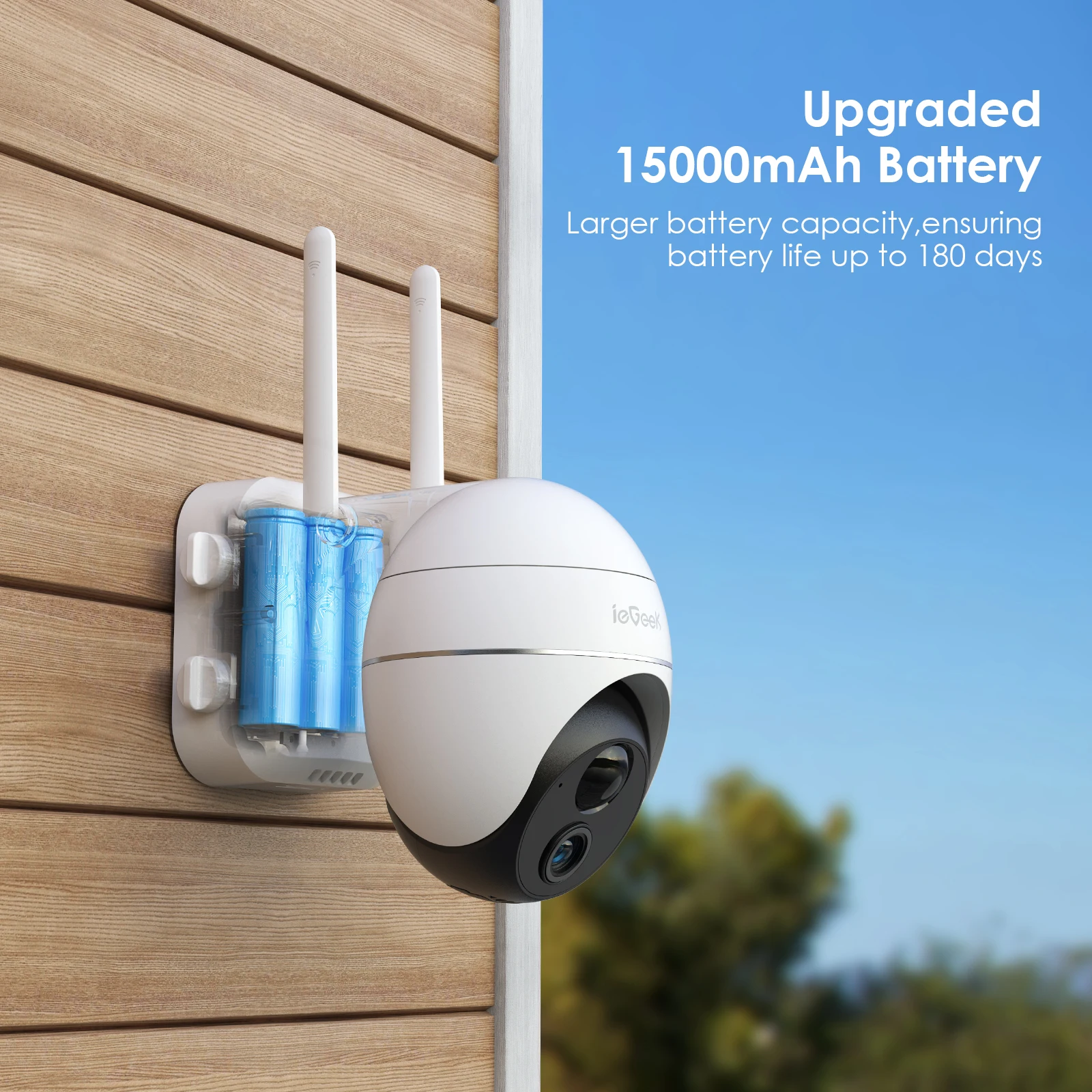 Камера видеонаблюдения ieGeek PTZ 15000 мАч 1080P Full HD 2 МП | Безопасность и защита